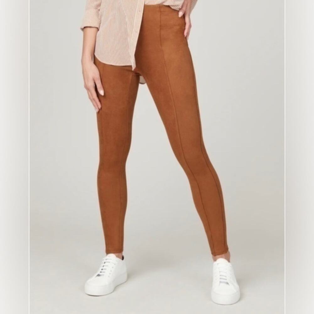 NEW WITH TAGS SPANX CAMEL CARMEL BROWN SUEDE LEGGINGS SZ S